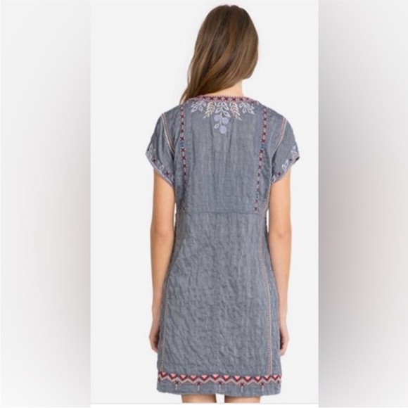 Johnny Was Women's X-Small Floral Embroidered Dress Boho Short Sleeve, V-Neck - Picture 2 of 12